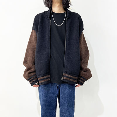 refomed [ STADIUM KAUCHIN KNIT ] NAVY×BROWN