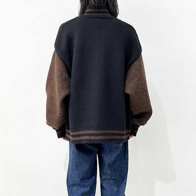 refomed [ STADIUM KAUCHIN KNIT ] NAVY×BROWN