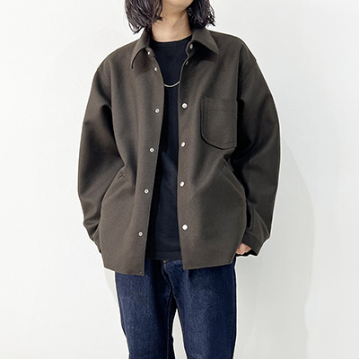 MATSUFUJI [ Melton Utility Shirt Jacket ] BROWN