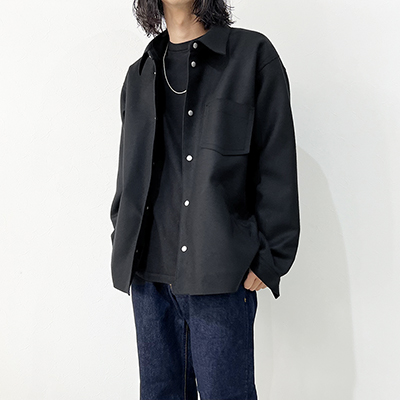 MATSUFUJI [ Melton Utility Shirt Jacket ] BLACK