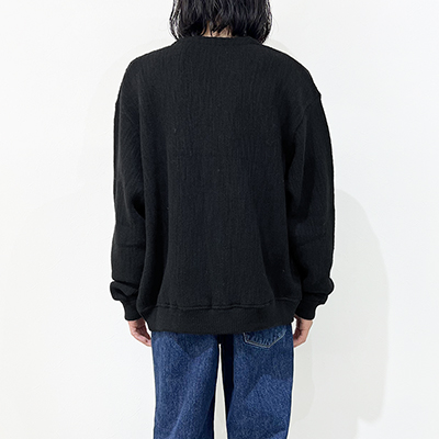 crepuscule [ Purl Stitch Wool Cardigan ] BLACK