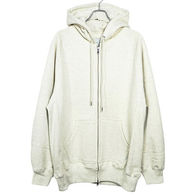 SUGARHILL [ ZIP-UP RAW EDGE HOODIE ] WHITE