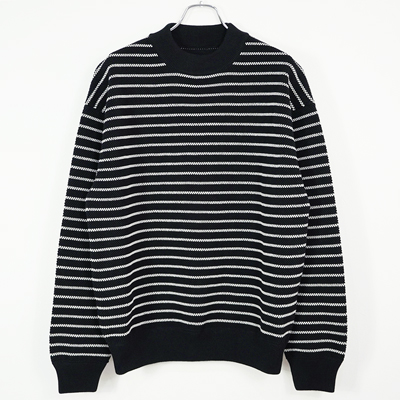 crepuscule [ Moss stitch Moc Neck L/S sweat ] BLACK×WHITE