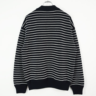 crepuscule [ Moss stitch Moc Neck L/S sweat ] BLACK×WHITE