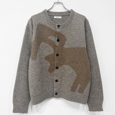 MATSUFUJI [ Wool Cardigan Caribou Knit ] BGE×BRN