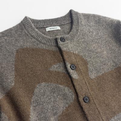 MATSUFUJI [ Wool Cardigan Caribou Knit ] BGE×BRN