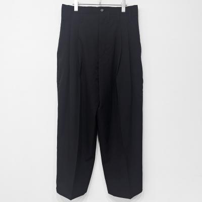 ESSAY [ WOOL GABARDINE WIDE STRAIGHT TROUSERS (P-1) ] BLACK