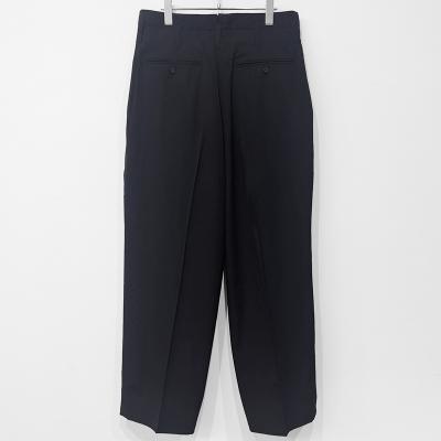 ESSAY [ WOOL GABARDINE WIDE STRAIGHT TROUSERS (P-1) ] BLACK
