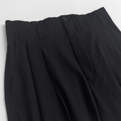 ESSAY [ WOOL GABARDINE WIDE STRAIGHT TROUSERS (P-1) ] BLACK