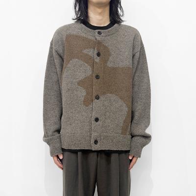 MATSUFUJI [ Wool Cardigan Caribou Knit ] BGE×BRN