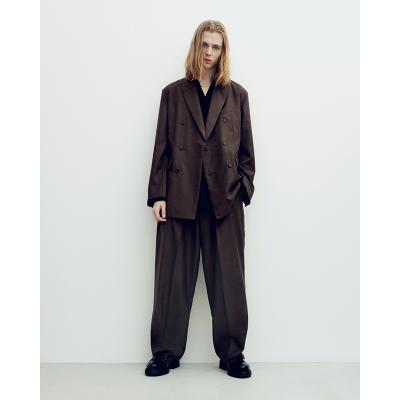 ESSAY [ WOOL WIDE STRAIGHT TROUSERS (P-1) ] BROWN