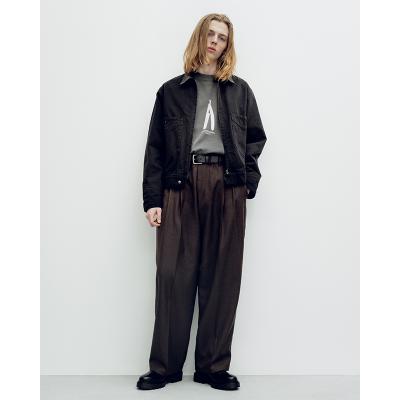 ESSAY [ WOOL WIDE STRAIGHT TROUSERS (P-1) ] BROWN