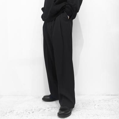 ESSAY [ WOOL GABARDINE WIDE STRAIGHT TROUSERS (P-1) ] BLACK