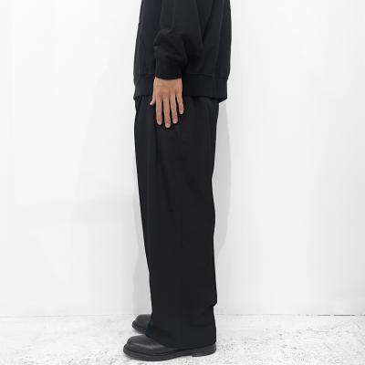ESSAY [ WOOL GABARDINE WIDE STRAIGHT TROUSERS (P-1) ] BLACK