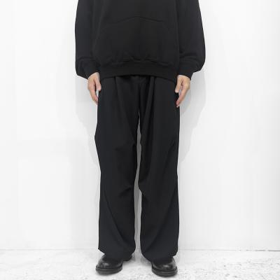 ESSAY [ WOOL GABARDINE WIDE TRACK TROUSERS (P-2) ] BLACK