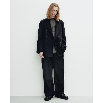 ESSAY [ WOOL GABARDINE WIDE TRACK TROUSERS (P-2) ] BLACK