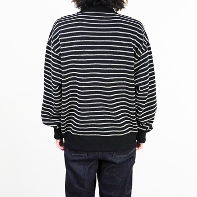 crepuscule [ Moss stitch Moc Neck L/S sweat ] BLACK×WHITE