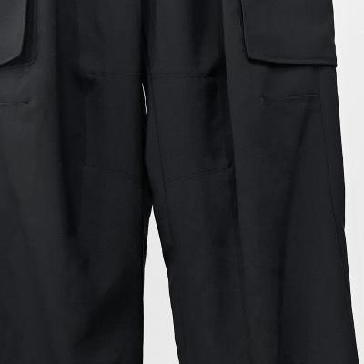 MATSUFUJI [ Water-repellent Wool Wide Cargo Trousers ] BLACK