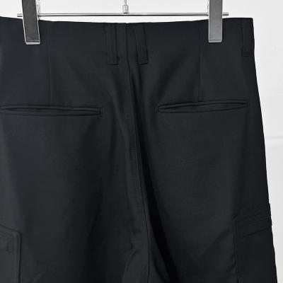 MATSUFUJI [ Water-repellent Wool Wide Cargo Trousers ] BLACK