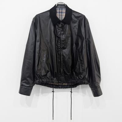 URU [ COTTON POPLIN ZIP UP BLOUSON ] BLACK
