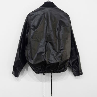 URU [ COTTON POPLIN ZIP UP BLOUSON ] BLACK