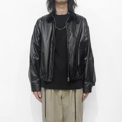 URU [ COTTON POPLIN ZIP UP BLOUSON ] BLACK