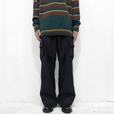 MATSUFUJI [ Water-repellent Wool Wide Cargo Trousers ] BLACK