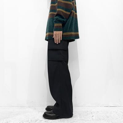 MATSUFUJI [ Water-repellent Wool Wide Cargo Trousers ] BLACK