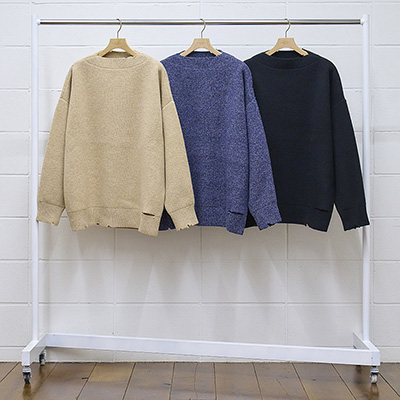 UNUSED [ US2254 (Damaged boatneck sweater) ] NAVY