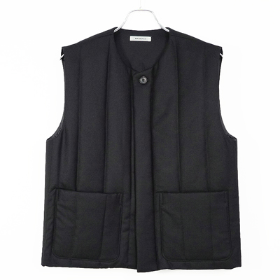 MATSUFUJI [ Wool Stripe Quilted Vest ] BLACK