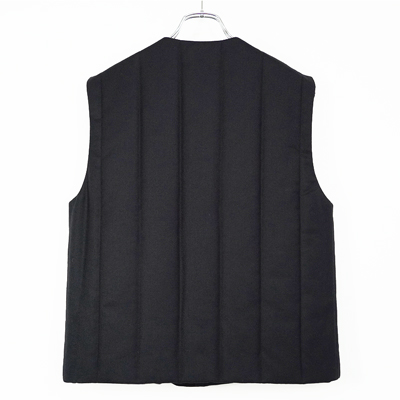 MATSUFUJI [ Wool Stripe Quilted Vest ] BLACK