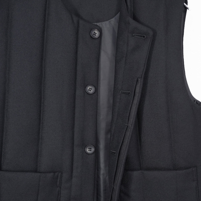 MATSUFUJI [ Wool Stripe Quilted Vest ] BLACK