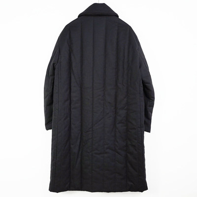 MATSUFUJI [ Wool Stripe Quilted Double-Breasted Coat ] BLACK