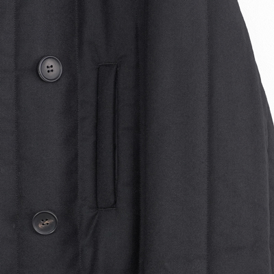 MATSUFUJI [ Wool Stripe Quilted Double-Breasted Coat ] BLACK