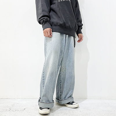 SUGARHILL [ FADED MODERN DENIM WIDE TROUSERS ] FADED INDIGO