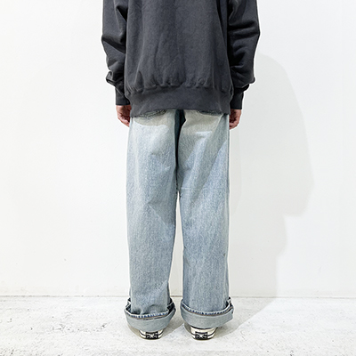 SUGARHILL [ FADED MODERN DENIM WIDE TROUSERS ] FADED INDIGO