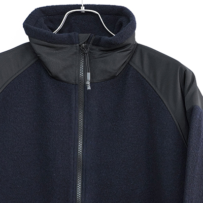 URU [ WOOL CASHMERE FLEECE ZIP UP BLOUSON ] D.NAVY