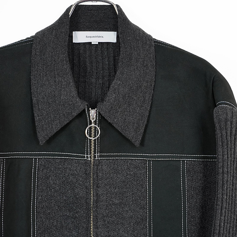 Sasquatchfabrix. [ FAUX SUEDE ZIP UP KNIT ] BLACK | ロイド・エフ