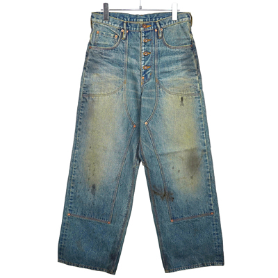 SUGARHILL [ OILED FADE DOUBLE KNEE DENIM PANTS ] FADED INDIGO