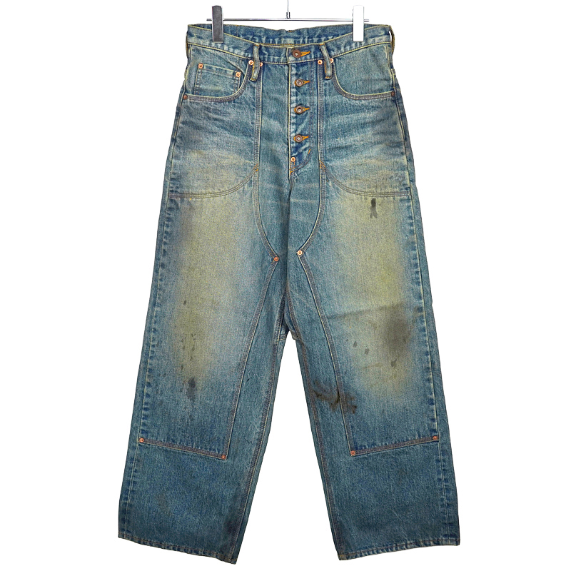 SUGARHILL [ OILED FADE DOUBLE KNEE DENIM PANTS ] FADED INDIGO 