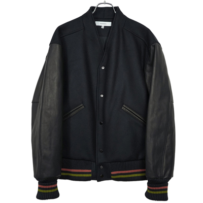 Sasquatchfabrix. [ WA-NECK STADIUM JACKET ] BLACK×RASTA RIB