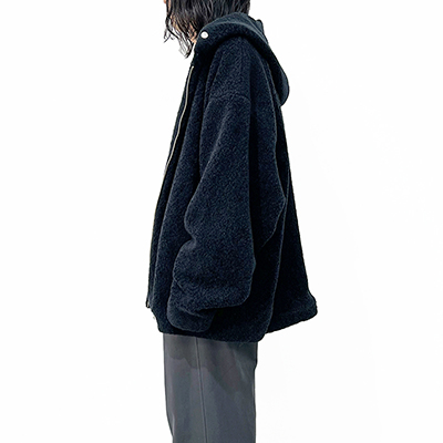 URU [ SHEEP BOA ZIP UP HOODED BLOUSON ] D.NAVY