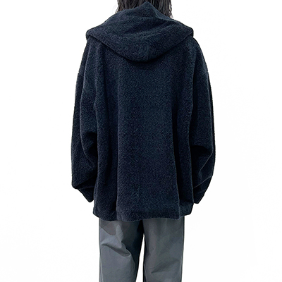 URU [ SHEEP BOA ZIP UP HOODED BLOUSON ] D.NAVY