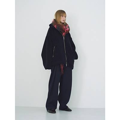 URU [ SHEEP BOA ZIP UP HOODED BLOUSON ] D.NAVY