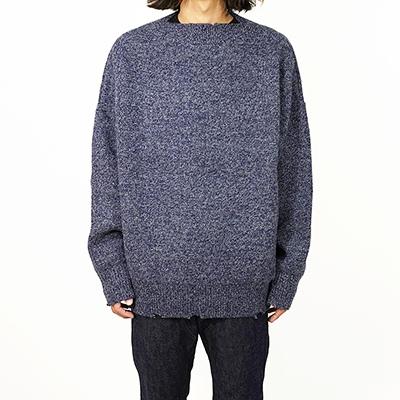 UNUSED [ US2254 (Damaged boatneck sweater) ] NAVY