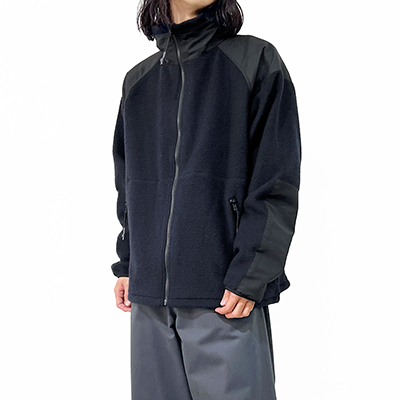 URU [ WOOL CASHMERE FLEECE ZIP UP BLOUSON ] D.NAVY