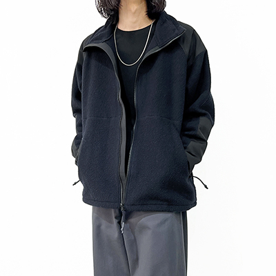 URU [ WOOL CASHMERE FLEECE ZIP UP BLOUSON ] D.NAVY