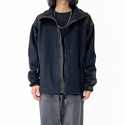 URU [ WOOL CASHMERE FLEECE ZIP UP BLOUSON ] D.NAVY