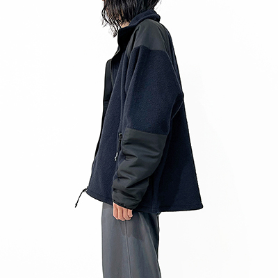 URU [ WOOL CASHMERE FLEECE ZIP UP BLOUSON ] D.NAVY