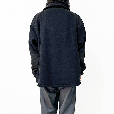 URU [ WOOL CASHMERE FLEECE ZIP UP BLOUSON ] D.NAVY